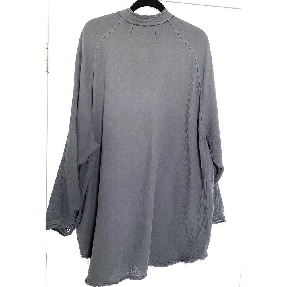 WE the FREE PEOPLE Charcoal Gray Cotton Summer Daydream Gauzy Tunic L = 12/14 - Picture 4 of 9